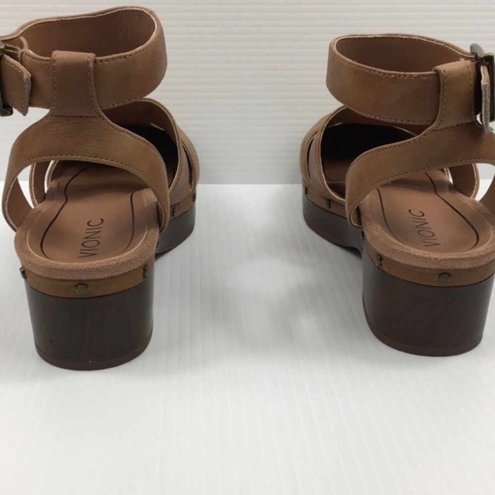 Vionic Faye Ankle Strap Clog Toffee Tan Leather NWOT - Picture 5 of 9